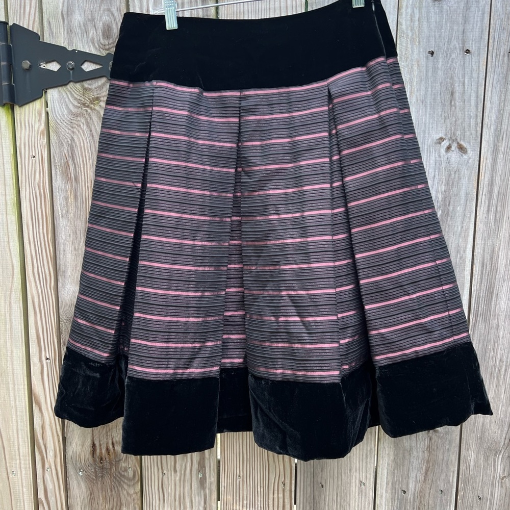 TALBOTS Vintage Velvet Striped Pink and Black Lined Skirt Women’s 10